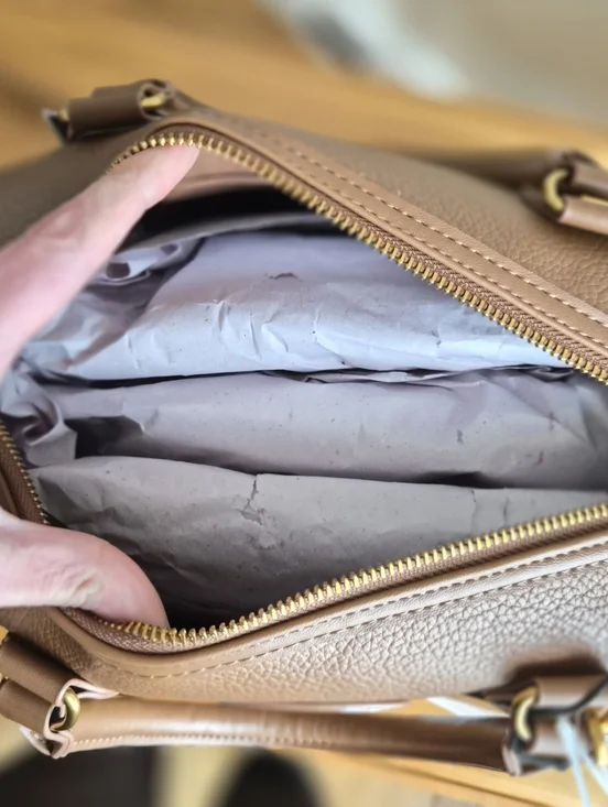 NWT Viral Steve Madden BMateo Brown Pebbled Speedy Leather Satchel Crossbody Bag - Picture 7 of 10